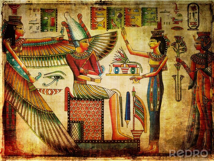 Sticker oude Egyptische papyrus