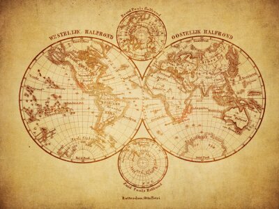 Oude sepia kaart x 19e eeuw