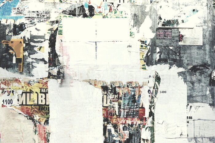 Sticker Oude Stedelijke Straat Billboard met gescheurde posters en stickers