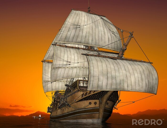 Sticker Oude zeilschip 3D-graphics