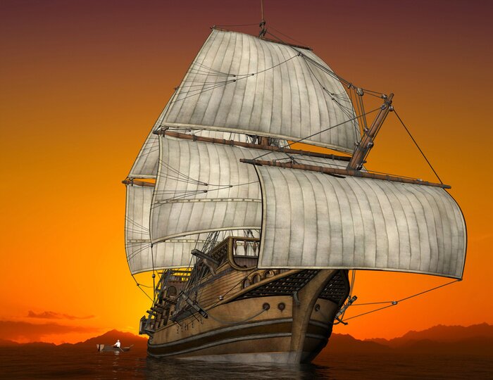 Sticker Oude zeilschip 3D-graphics