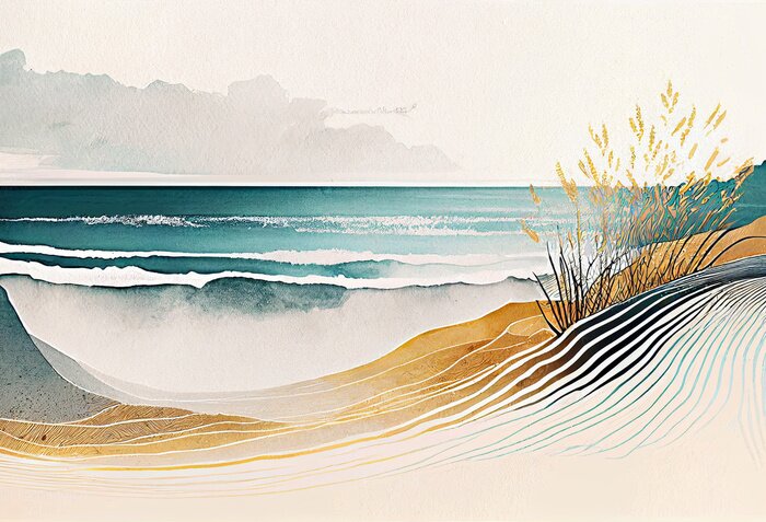 Sticker Overzees landschap in de zomer