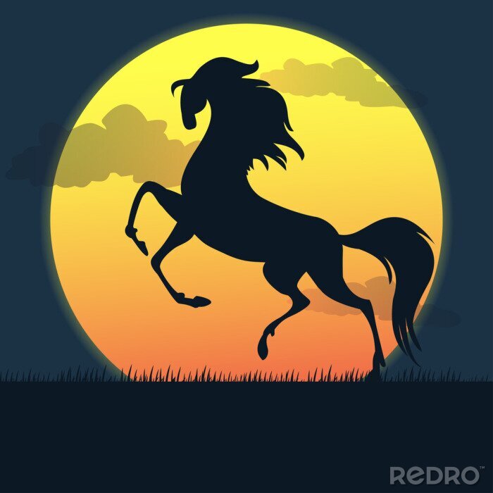 Sticker Paard bij zonsondergang