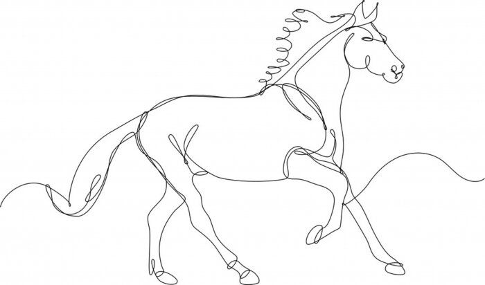 Sticker Paard silhouet in lijn kunststijl