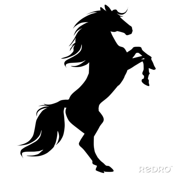 Sticker Paarden zwarte mount met verhoogde hoeven