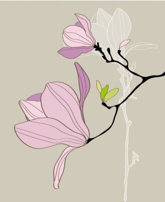 Sticker Paarse bloemen op een moderne afbeelding
