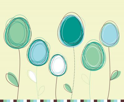 Sticker Paaseieren-bloemen kaart