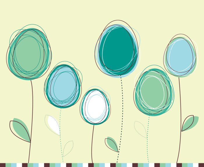 Sticker Paaseieren-bloemen kaart