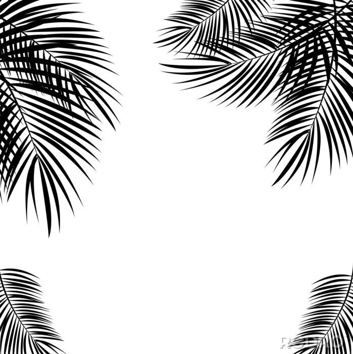 Sticker Palmbladeren in de hoeken van de afbeelding