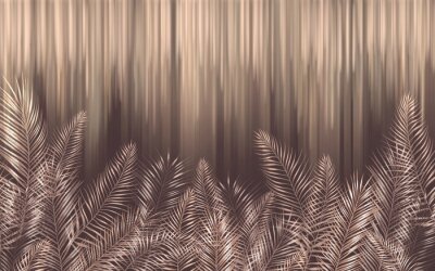 Palmbladeren op een bruine achtergrond