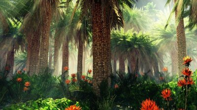 Palmbomen en exotische bloemen