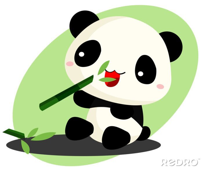 Sticker Panda die Bamboe