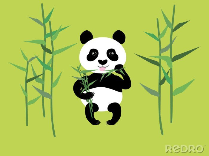 Sticker Panda en bamboe