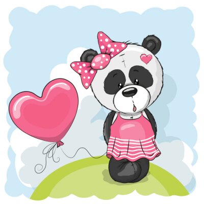 Sticker Panda met ballonnen