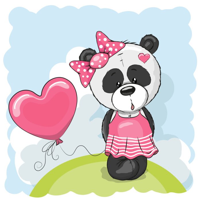 Sticker Panda met ballonnen