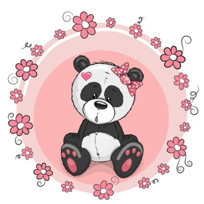 Sticker Panda met bloemen