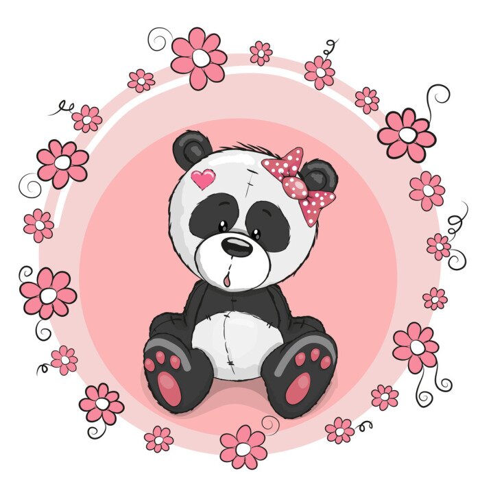 Sticker Panda met bloemen