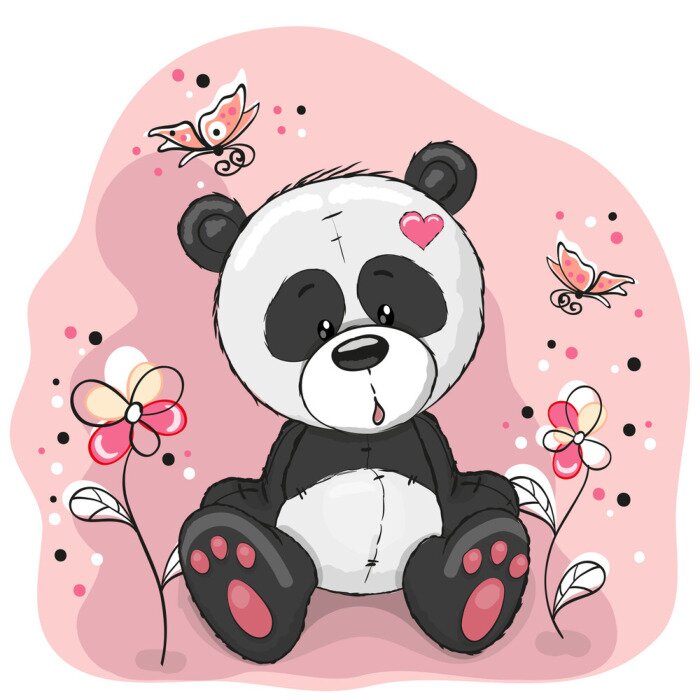 Sticker Panda met bloemen