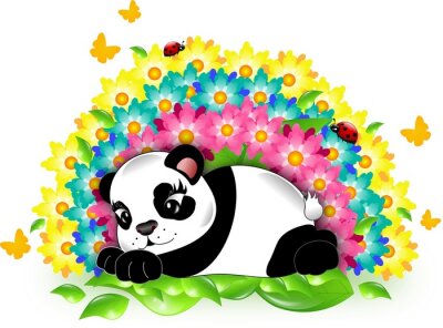 Sticker Panda met regenboog