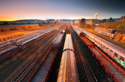 Panorama met 3D-treinen