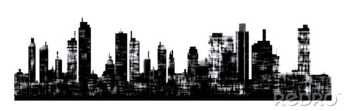 Sticker Panorama picture of city skyline