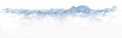 Sticker Panorama van het uitgestrekte winterpanorama van de met sneeuw bedekte Kaukasus