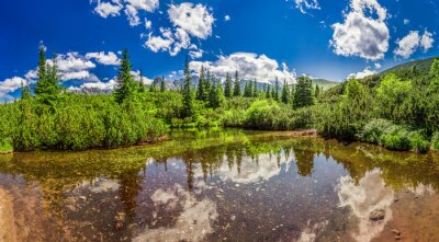 Sticker Panorama van klein meer in de Tatra gebergte