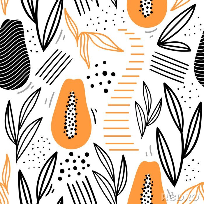 Sticker Papaya minimalistisch patroon