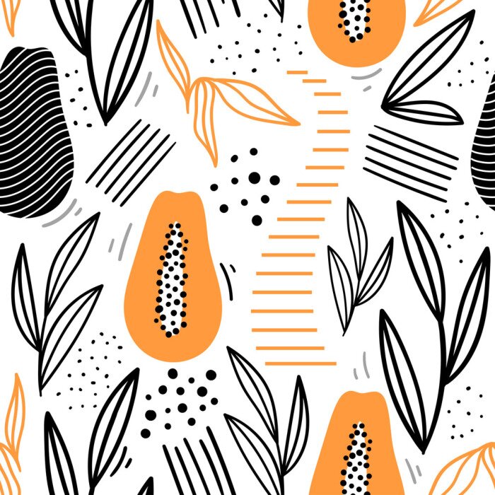 Sticker Papaya minimalistisch patroon