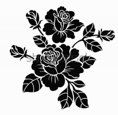 Sticker Papieren rozen op een witte achtergrond