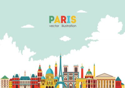 Sticker Parijs skyline. Vector illustratie - stock vector