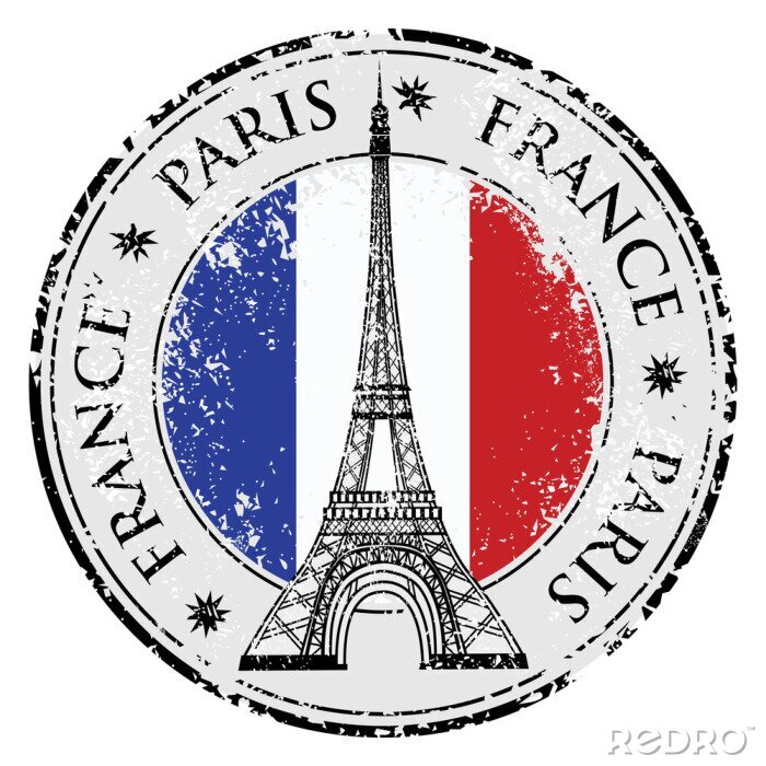 Sticker Parijs stad in Frankrijk grunge stempel, eiffeltoren vector