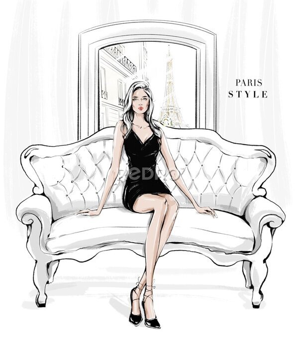 Sticker Parijse glamour stijl I love you