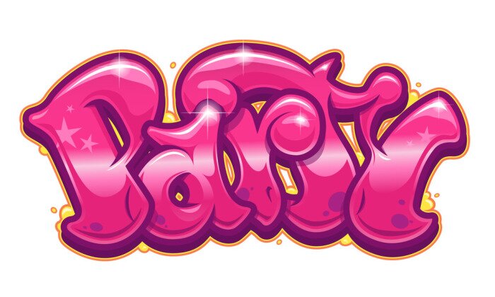 Sticker Partijwoord in graffitistijl