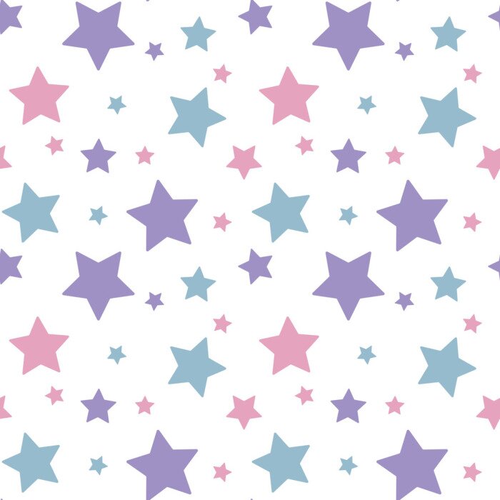 Sticker pastel kleurrijke ster roze blauw paars op een witte achtergrond patroon naadloze vector
