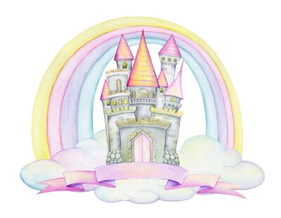 Sticker Pastelkleurig prinsessenkasteel