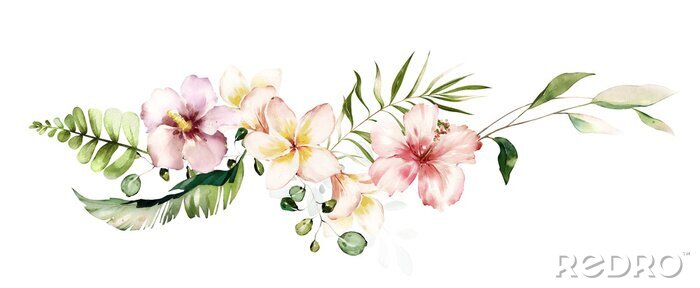 Sticker Pastelkleurige bloemen op een witte achtergrond
