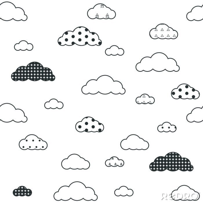 Sticker Patroon grijze wolken