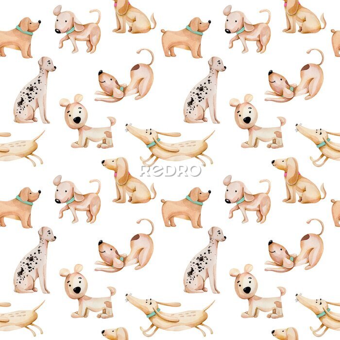 Sticker Patroon met kleine honden