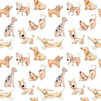 Sticker Patroon met kleine honden