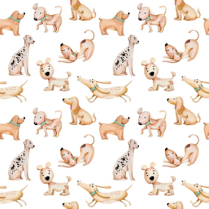 Sticker Patroon met kleine honden