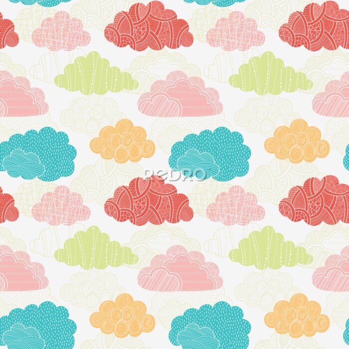 Sticker Patroon met kleurrijke abstracte wolken