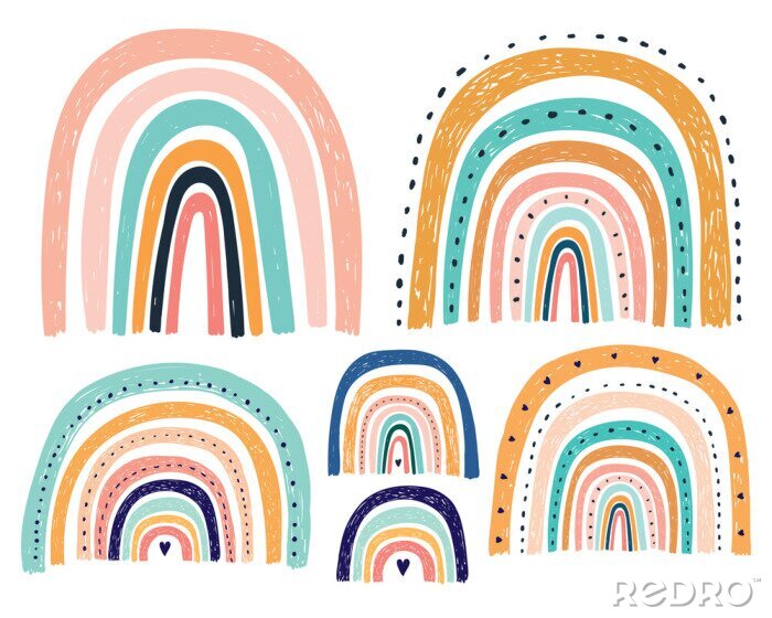 Sticker Patroon met kleurrijke regenbogen