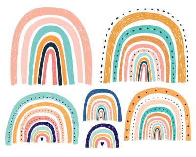 Sticker Patroon met kleurrijke regenbogen