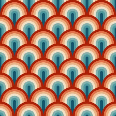 Sticker Patroon met regenbogen in retrostijl