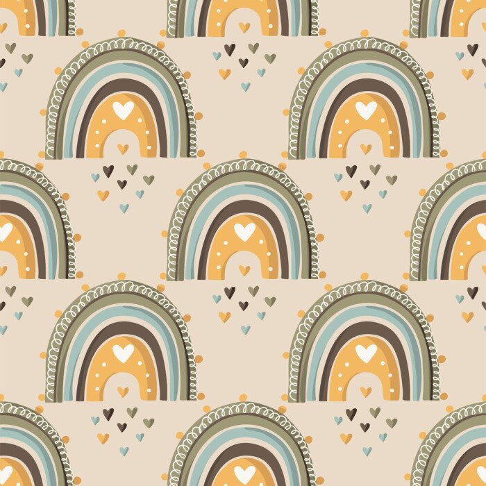 Sticker Patroon met regenbogen in scandinavische stijl