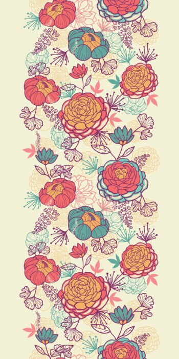 Sticker Patroon met retro bloemen