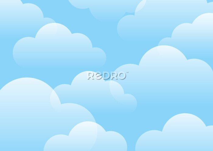 Sticker Patroon met wolken aan een blauwe hemel