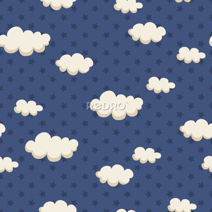 Sticker Patroon met wolken en sterren