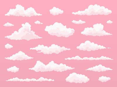 Sticker Patroon met wolken op een roze achtergrond